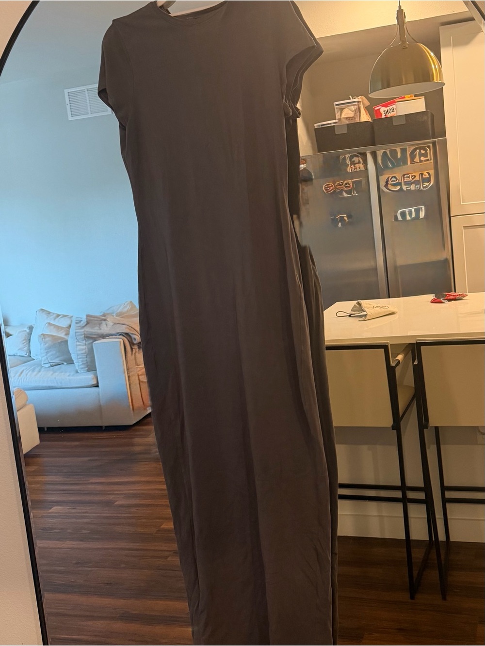 SKIMS Dark Gray Short-Sleeve Maxi Dress